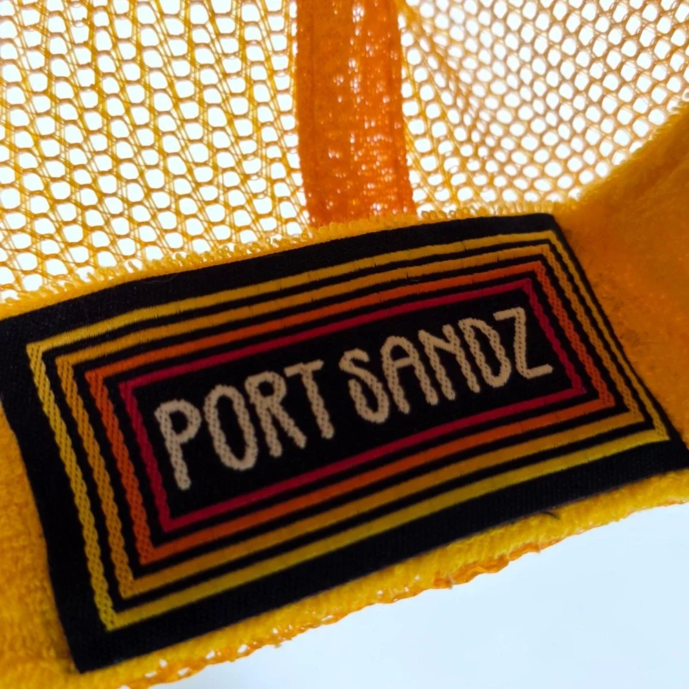 Port Sandz Trucker Hat Surfer Mustard Yellow Malibu Sunset Patch Snapback Mesh